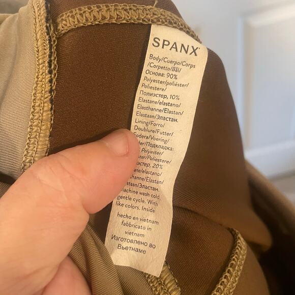 SPANX Faux Suede Rich Caramel High Waisted Leggings Size XL - Picture 8 of 13